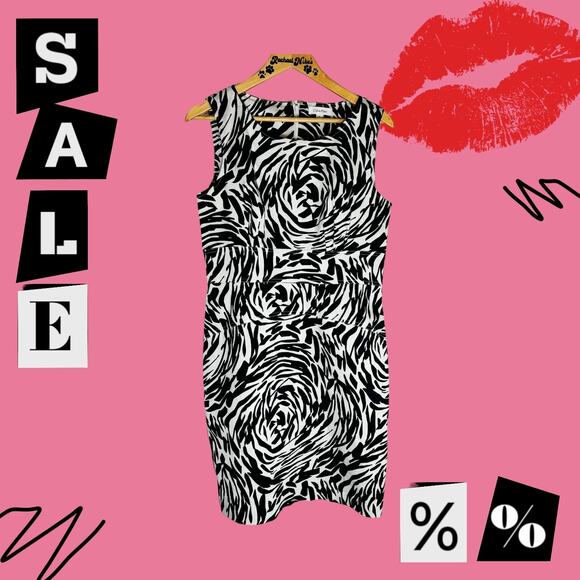 Women's Calvin Klein Animal Print Shift Sheath Dress Large 12 - Picture 2 of 9